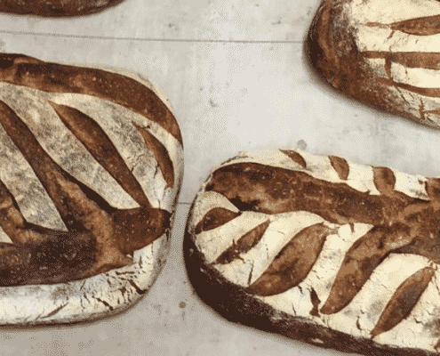 Différents types de pain pétris dans la boulangerie bio Pierre Alix