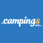 Logo de campings.com sur fond bleu